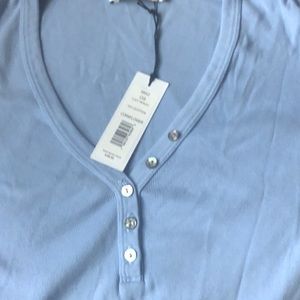 Michael Stars Lucy Henley T-Shirt. Cornflower Blue.